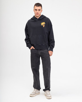 Palm Angels Серые худи с принтом монограммы BURNING PALM PMBB058F24FLE005