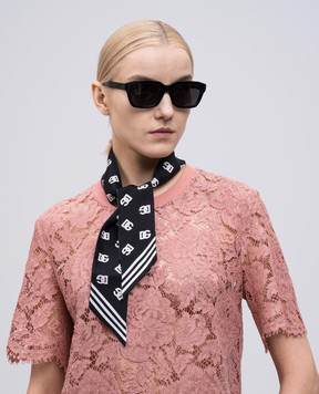 Dolce&Gabbana Черная лента-твили из шелка в принт логотипа. FS215AGDB7Y