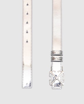 Off-White серебристый кожаный ремень с логотипом Arrow OWRB133S25FAB001
