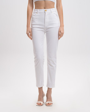 Balmain Белые джинсы-скини с логотипом патча. EF1MG009DB69