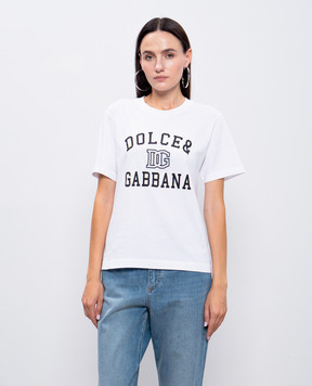 Dolce&Gabbana Біла футболка з контрастним логотипом F8V09ZGDCNV