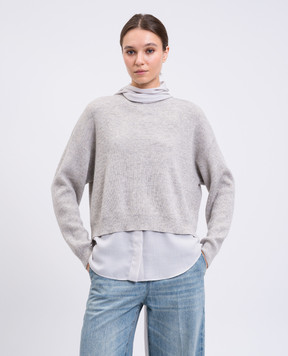 Brunello Cucinelli Бежевий джемпер з кашеміру з блузою M12213504P