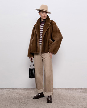 Rindi Коричневая укороченная шуба из меха норки 105VML25