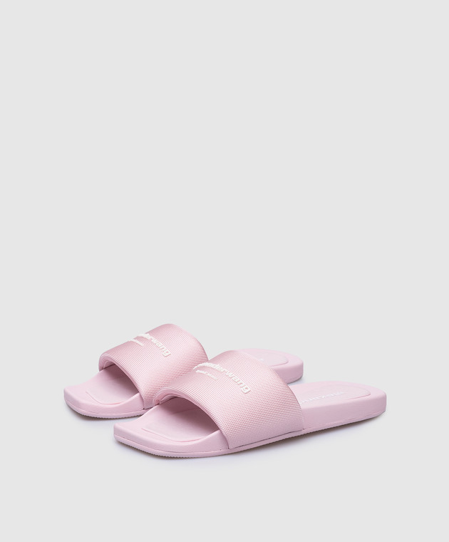 Alexander Wang Рожеві шльопанці з фактурним логотипом 30221S059 зображення 2