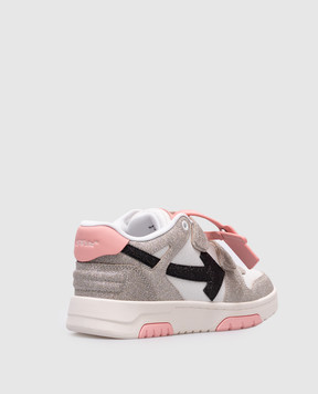 Off-White Детские серые кожаные кроссовки Out of office с глитером с логотипом OGIA005S25LEA002