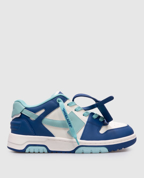 Off-White Детские синие кожаные кроссовки Out of office с логотипом OBIA011S25LEA001