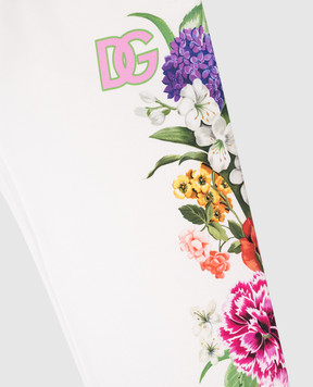 Dolce&Gabbana Детские белые джогеры с цветочным принтом с монограммой логотипа. L5JPD7II7GX812