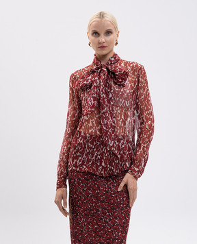 Saint Laurent Бордовая блуза Lavallière из шелка 842861Y4J35