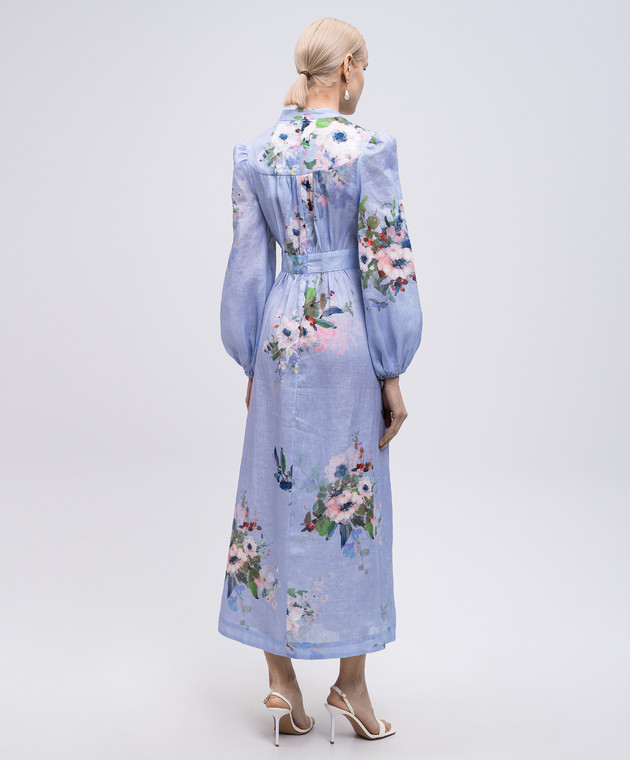 Zimmermann Голубое платье миди Everley из льна 0700DRS255 изображение 4