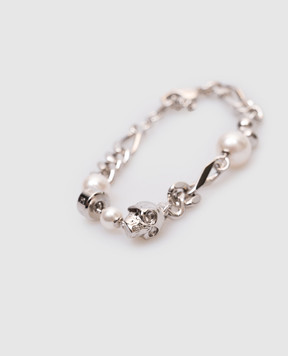 Alexander McQueen Сріблястий браслет з намистинами та черепами 836792J16PA