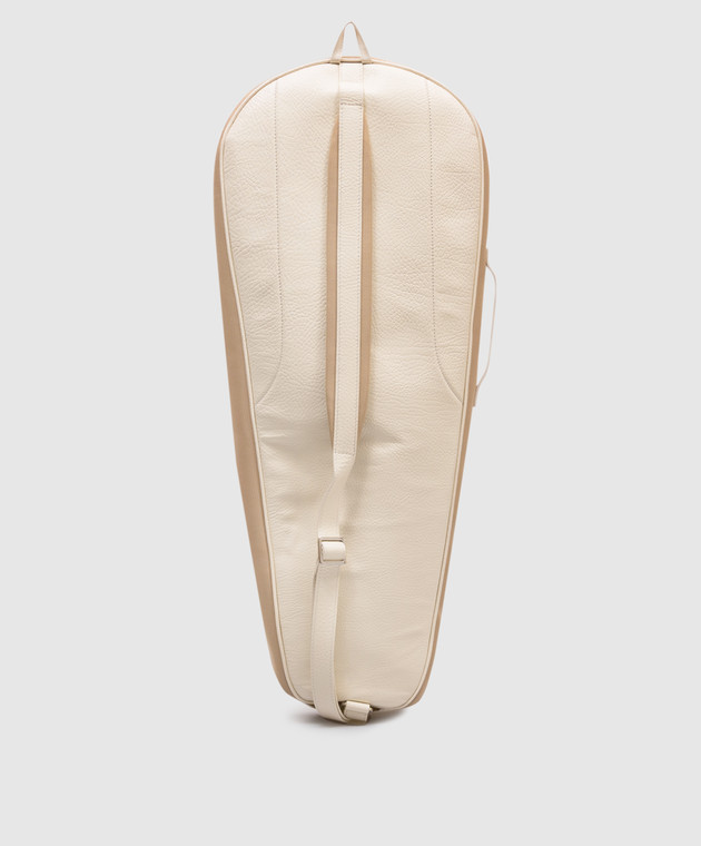 Brunello Cucinelli Бежевий шкіряний чохол для тенісної ракетки з логотипом MLZIUBBT08 зображення 3