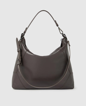 Brunello Cucinelli Коричнева шкіряна сумка BC Duo з логотипом MBTKD2738
