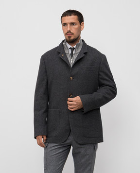 Brunello Cucinelli Сірий блейзер з кашеміру MT4016265