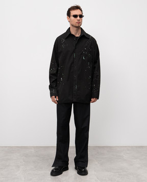 Maison Margiela MM6 Черная рубашка в принт SH2DT0022M35458