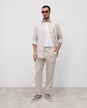 Canali Бежевая рубашка из льна GL03098CSL7077