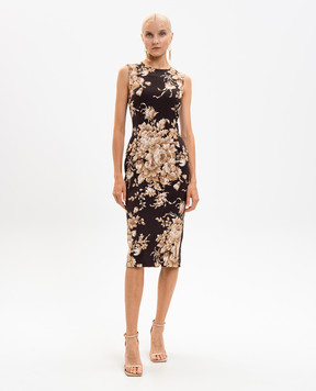 Dolce&Gabbana Коричнева сукня із шовку в квітковий принт F6GASTFSA7Y