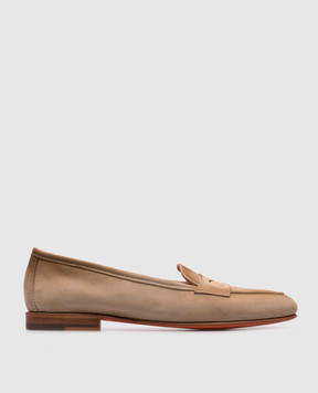 Santoni Бежевые замшевые лоферы с эффектом градиента WUNY71031SA4SAEA