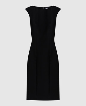 Alexander McQueen Чорна сукня-футляр міді з вовни 819067QJADA