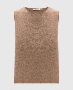Max Mara Бежевый топ из шерсти и кашемира FOSCO