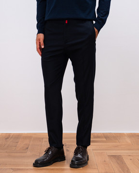 Kiton Синие брюки из шерсти с логотипом UPLACK0123E