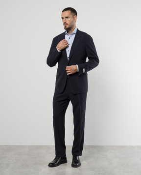 Canali Синий костюм из шерсти с нашивкой логотипа AR050021729076