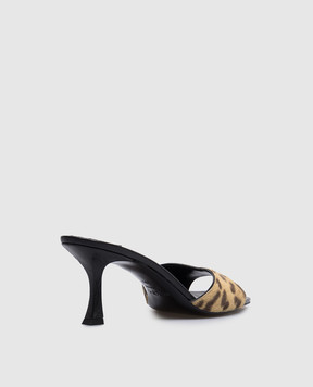 Jimmy Choo Бежевые кожаные мюли Skye 70 в анималистичный принт. SKYE70LOP