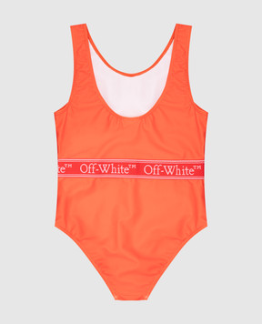 Off-White Детский оранжевый купальник с брендированной тесьмой OGFA001S25JER001