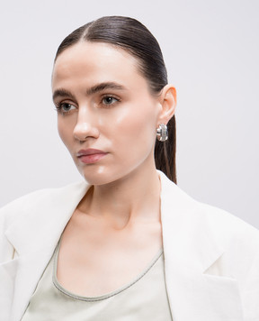 Peserico Сріблясті сережки-конго з ланцюжком моніль S35458C0CC484