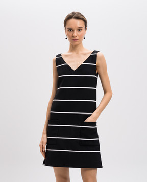 Marc Jacobs Черное платье миди из шерсти в полоску W51301532