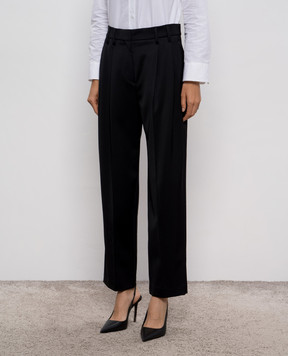 Brunello Cucinelli Черные брюки из шерсти с цепочкой мониль MB166P9045