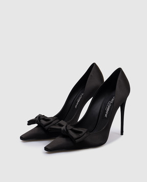 Dolce&Gabbana Чорні атласні туфлі  з металевим логотипом DG CD1892A3I64