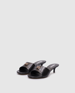 Versace Чорні шкіряні мюлі з емблемою логотипа 1018241DVT2P