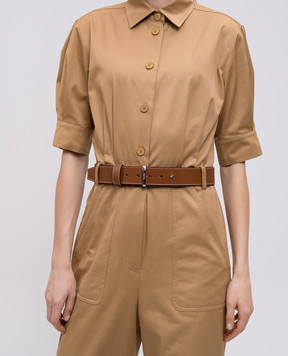 Max Mara Коричневый кожаный ремень с логотипом BELTLOOP40