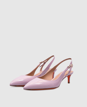 Santoni Фиолетовые кожаные лакированные слингбеки WDLQ71407HA2NVHD