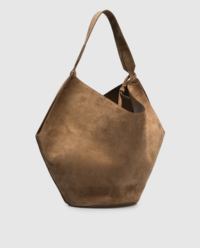 Khaite Коричнева замшева сумка Lotus з логотипом HAITEBAG
