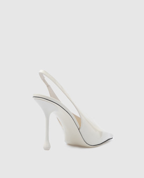 Jimmy Choo Белые кожаные лакированные слингбеки Isa ISA95PAT