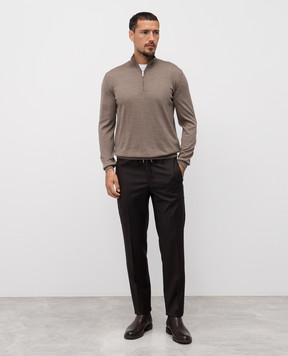 Bertolo Cashmere Коричневий джемпер з вовни і шовку 901615000048