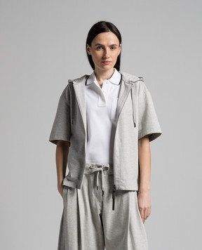 Brunello Cucinelli Сіра меланжева спортивна куртка з ланцюжком моніль ML946BF406