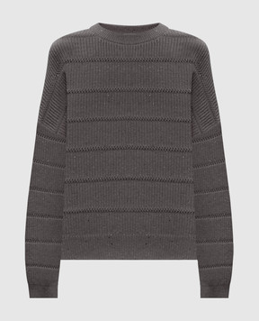 Brunello Cucinelli Серый свитер из кашемира и шерсти с пайетками MBM738200P