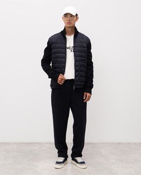 Moncler Синие спортивные брюки с логотипом патча K20918H0000889ANG