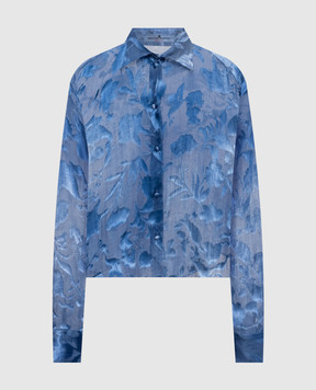 Ermanno Scervino Синяя блузка с шелком в узор D462K735YSH