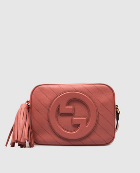 Gucci Розовая кожаная сумка кросс-боди с фактурным логотипом 7423601IV0G