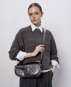 Gianni Chiarini Срібляста шкіряна сумка-багет Cindy BS11700VNCMET