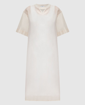 Peserico Бежевое платье с цепочкой мониль S07023J08372A