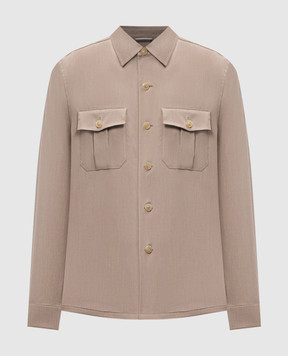 Canali Коричневая рубашка с карманами AV0433831016