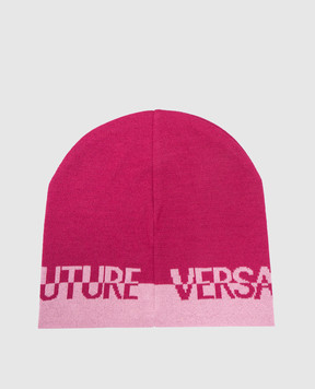 Versace Jeans Couture Розовая шапка с шерстью с узором логотипа 77HAZK57ZG315