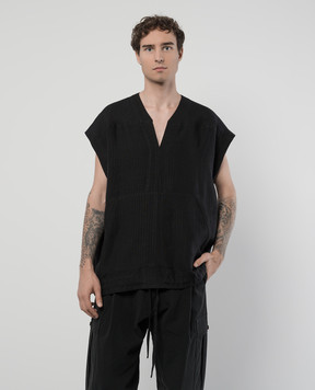 Jan Jan Van Essche Чорна туніка з льону TUNIC35LINENSHIRTING