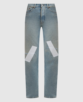 Maison Margiela MM6 Голубые джинсы Taped с прорехами S52LA0248M30019