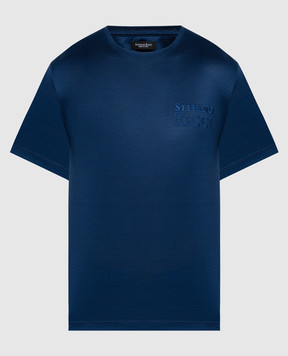 Stefano Ricci Голубая футболка с вышивкой логотипа MNH3102250TE0001