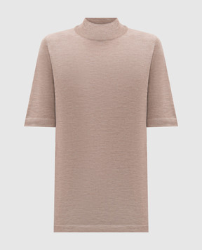 Brunello Cucinelli Бежевый топ из кашемира и шелка M13800004